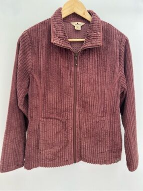 Woolrich Corduroy Jacket Womens Medium Petite Mauve Full Zip Textured Casual